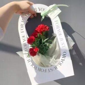 U-shaped gold-embossed hand-held flower box