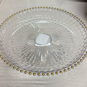 Gold-edged plate with feet, 39*29 cm