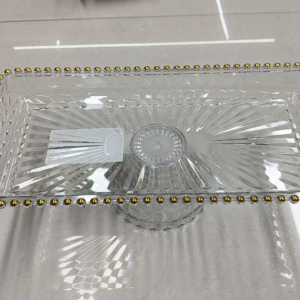 PET transparent gold trim with footplate, 37*19.5 cm