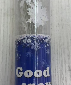 30 cm transparent tube with white snowflake pattern