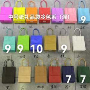 Medium-sized cool-colored paper bag, dimensions 21*27*11 cm (with matching ring closure)