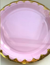 7-inch gold-embossed lace paper plate (pink)
