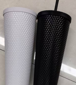 (Black and white) Solid-colored straw cup, 10 pieces, 22.8 cm each
