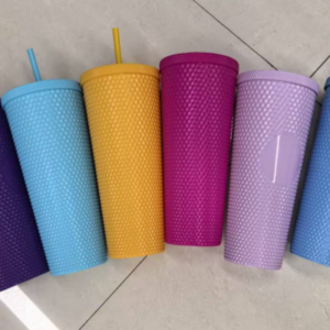 (6-color blend) Solid-colored straw cup, 10 pieces, 22.8 cm each