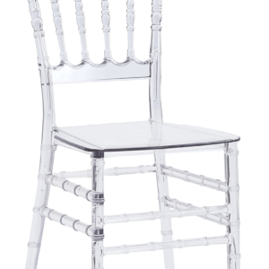 Transparent chair (with balloons and personal items inside)