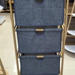 Four-compartment bamboo and wood storage cabinet