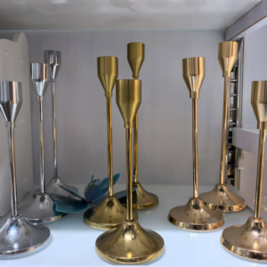 Three Small Metal Candelabras (Gold and Silver)