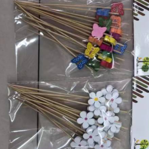 Butterfly + White Flower Bamboo Skewers