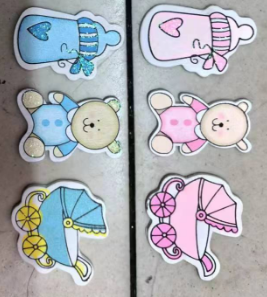 Blue and pink baby outfit clip