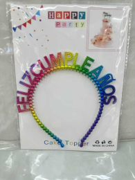Colorful bead birthday headband (English + Spanish)